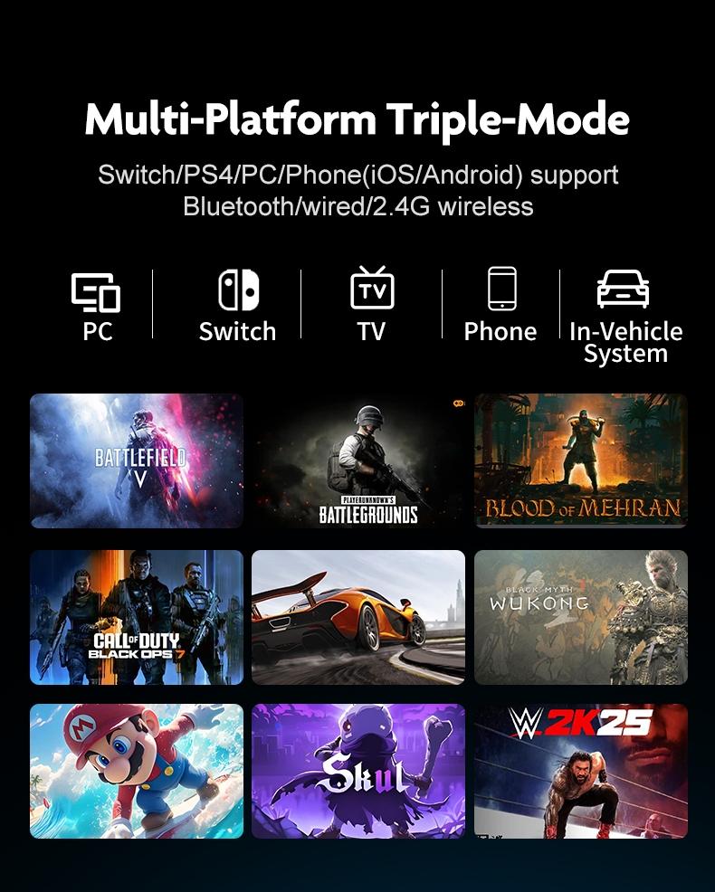 New Smart Large Screen Game Controller, Wireless Gaming Controller, Wireless Hall Effect Joysticks, Multi-Platform Dual Hall Sensor PC/switch/iOS/android/ps4, RGB Lights