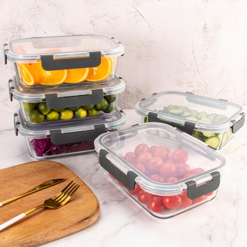 10 Packs Glass Food Storage Containers with Lids, Glass Meal Prep Containers, Airtight Glass Lunch Containers - Freezer,Oven,Microwave Safe.