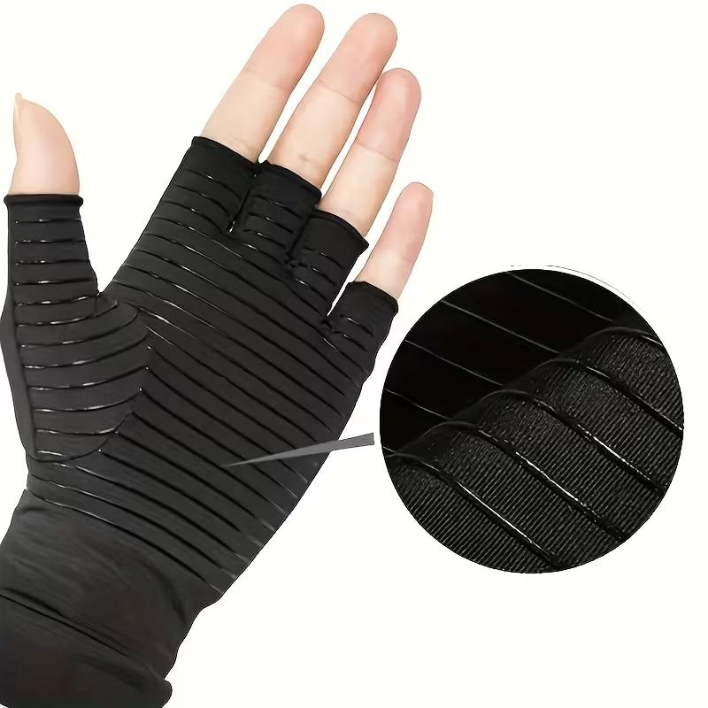 Copper Compression Arthritis Gloves Hand Support Copper Infused Fingerless Design Hand Brace For Carpal Tunnel RSI Rheumatoid Tendonitis Hand Pain Relief Computer Typing Breathable Material