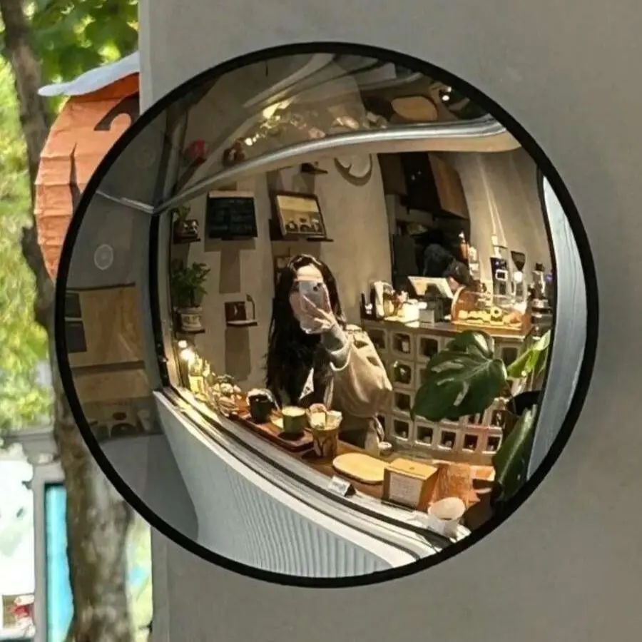 📸 The Ultimate "Fisheye" Selfie Spot! Black Art Decor Round Convex Mirror | Wide Angle Wall Mounted Home Decor Mirror for Living Room, Round Circle Mirror, Trendy Industrial Aesthetic Prop