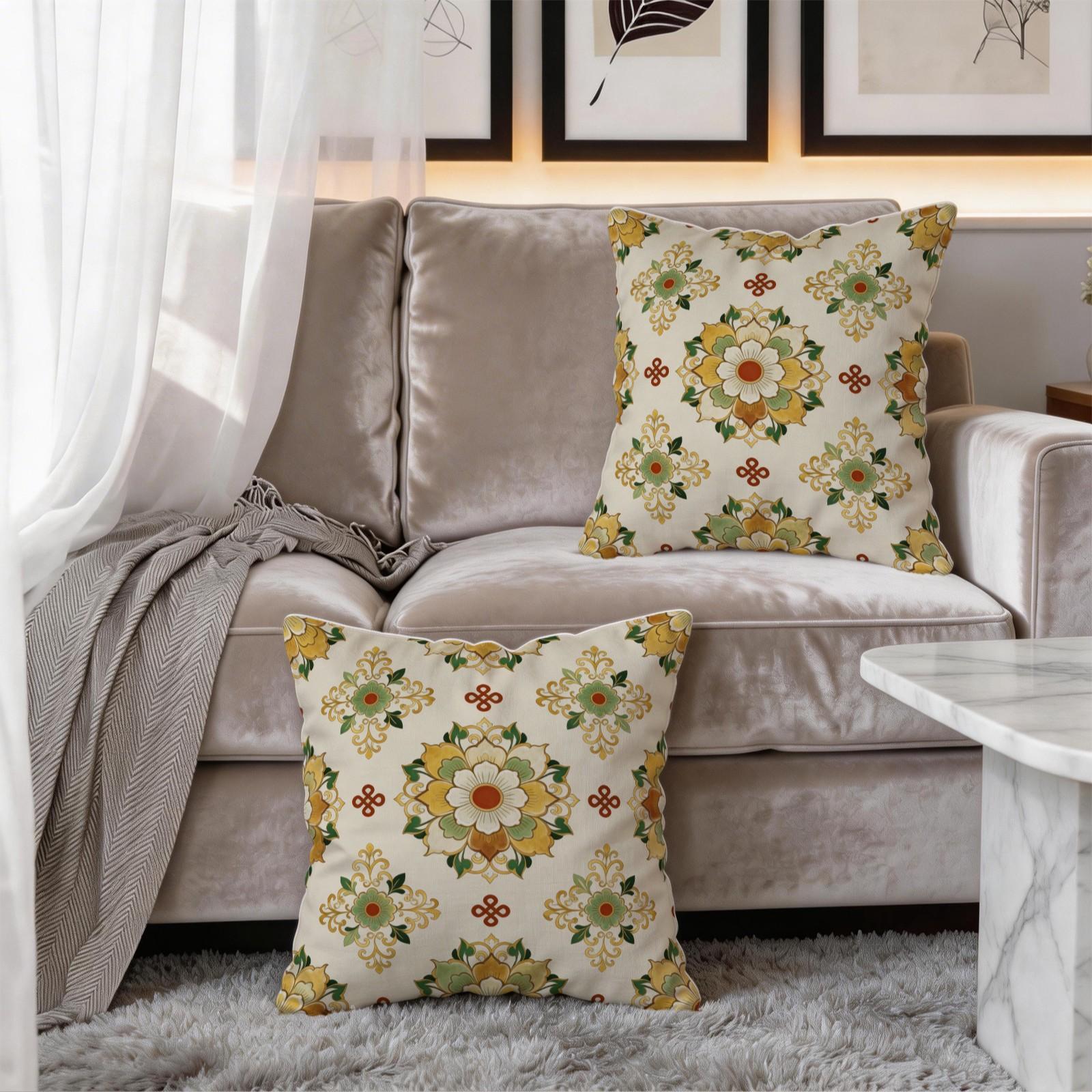 1 Piece Watercolor Landscape Checkered Throw Pillow, HD Digital Printed Cushion, Soft Cozy Accent Pillow for Sofa, Chair and Bedroom Decor with Invisible Zipper, Non-Fading