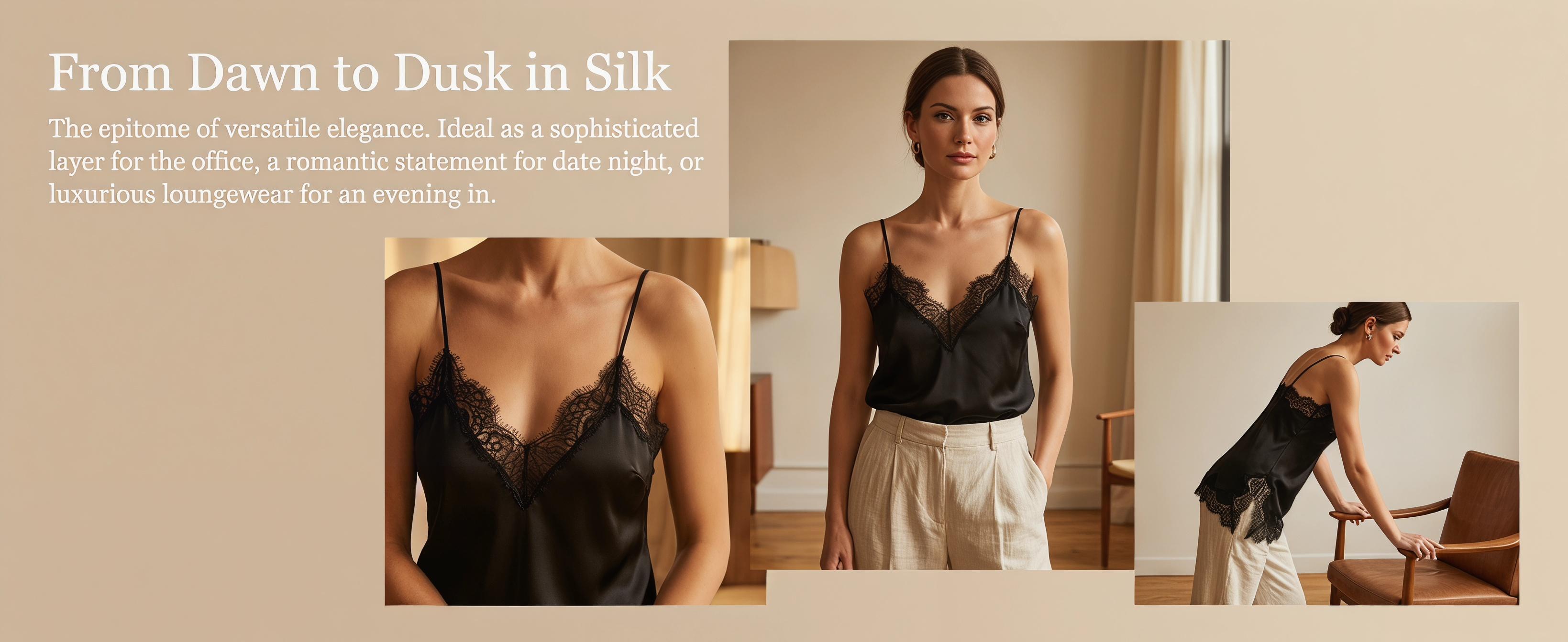Women's Spring Summer Fashion Casual Soft Comfortable Smooth Silk Lace Cutout Asymmetric Hem Slim Fit Thin Strap Top