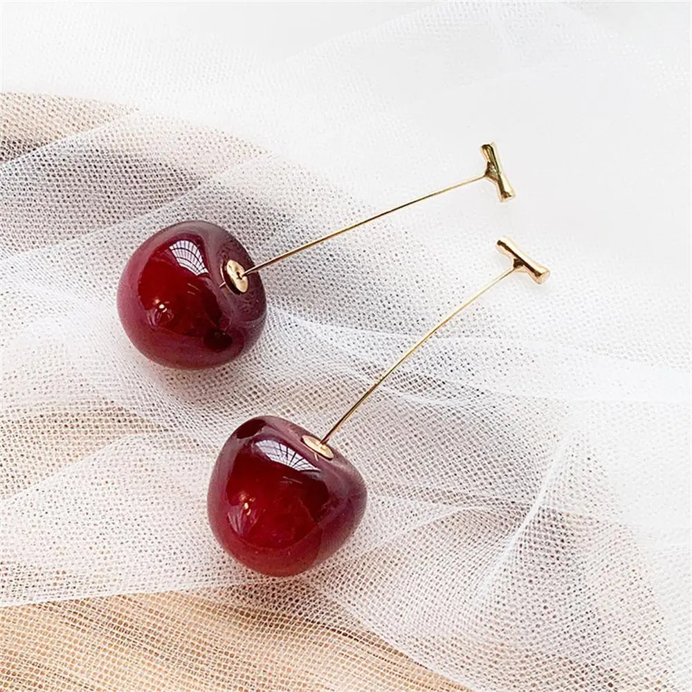 Cute Cherry Fruit Acrylic Earrings Fashionable Resin Cherry Earrings For Women Kpop Jewelry Accessories