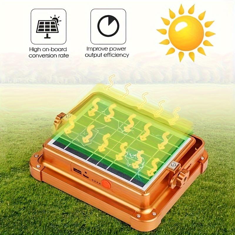 Solar Rechargeable Work Light, IP66 Waterproof LED Floor Light with Stepless Brightness for Mechanic Camping Fishing Car Repair Emergency Worklight for Hurricane