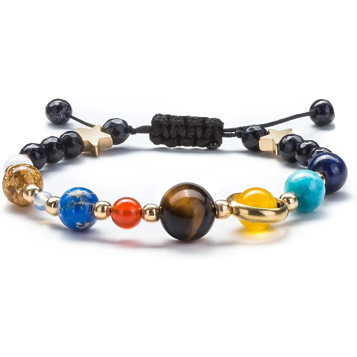 Solar System Bracelet for Women, Universe Galaxy Beaded  |  Stone Beads, Universe Galaxy Design, Guardian  Charm, Adjustable Fit, Birthday & Astronomy  Gifts for Loves