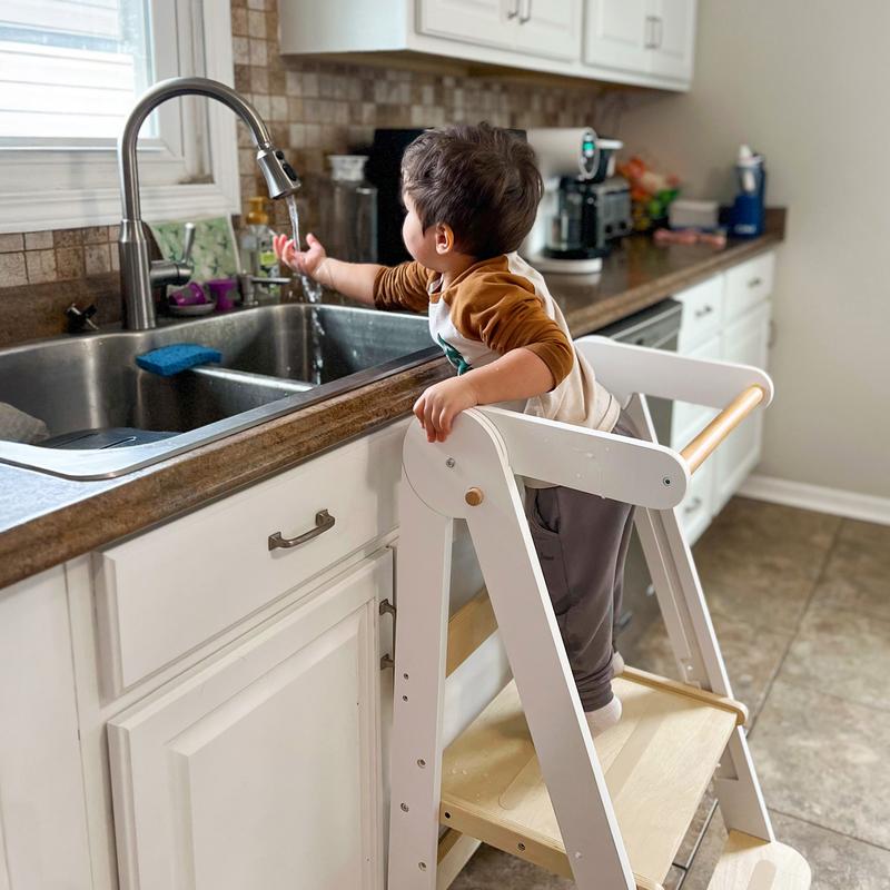 HARPPA Nordi | Foldable Toddler Tower – Compact Montessori-Inspired Standing Tower for Ages 2–6, Wooden Convertible Tower for Kitchen, Bathroom & More