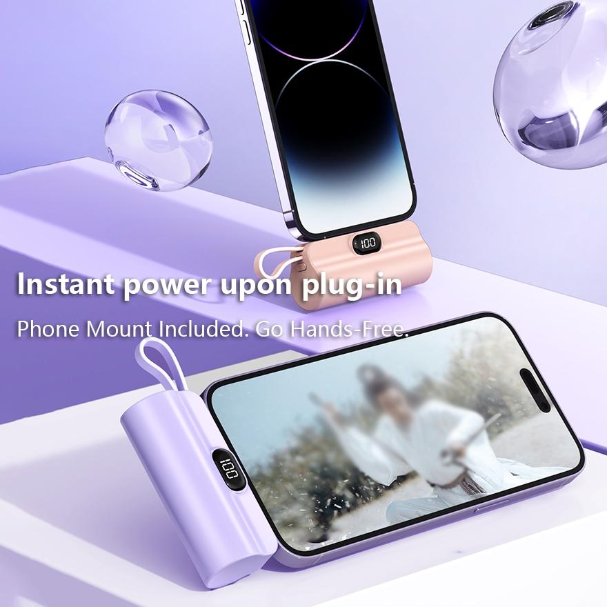 Portable Mini Emergency Capsule Charger, 4500mAh power bank, LCD Display Power Bank for iPhone & Android System Phones & Tablets, compatible for iPhone17 16 15 14 13 12 Pro Max Plus Portable Mini Emergency Capsule Charger, 4500mAh power bank, LCD Display Power Bank for iPhone & Android System Phones & Tablets, compatible for iPhone17 16 15 14 13 12 Pro Max Plus