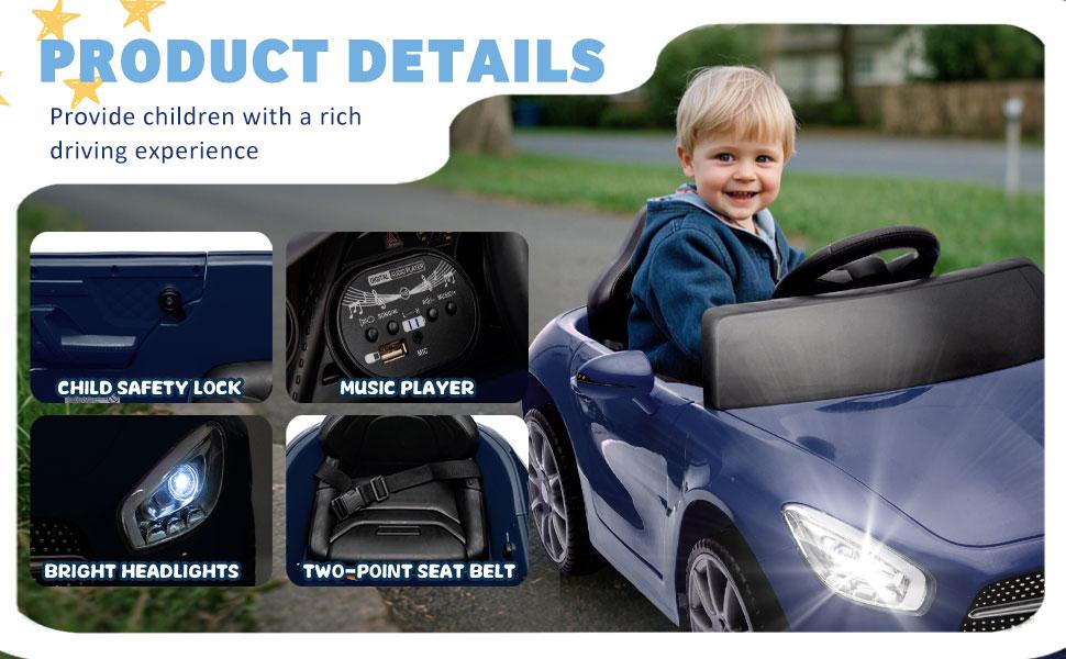 Licensed Mercedes-Benz CLS 350,12V Kids Ride On Electric Car w/Parents Control,2WD,Four-Wheel Suspension Kids Ride On toy, Music, Bluetooth, Headlights, Slow Start, Adjustable Speed For Kids Aged 2-4.