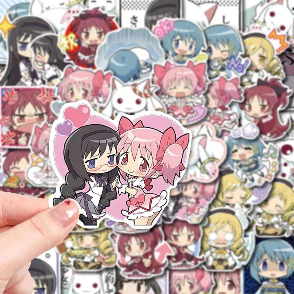 48pcs Kawaii Anime Puella Magi Madoka Magica Stickers Kaname Madoka Akemi Homura Decals for Laptop Phone Cartoon sticker Girl