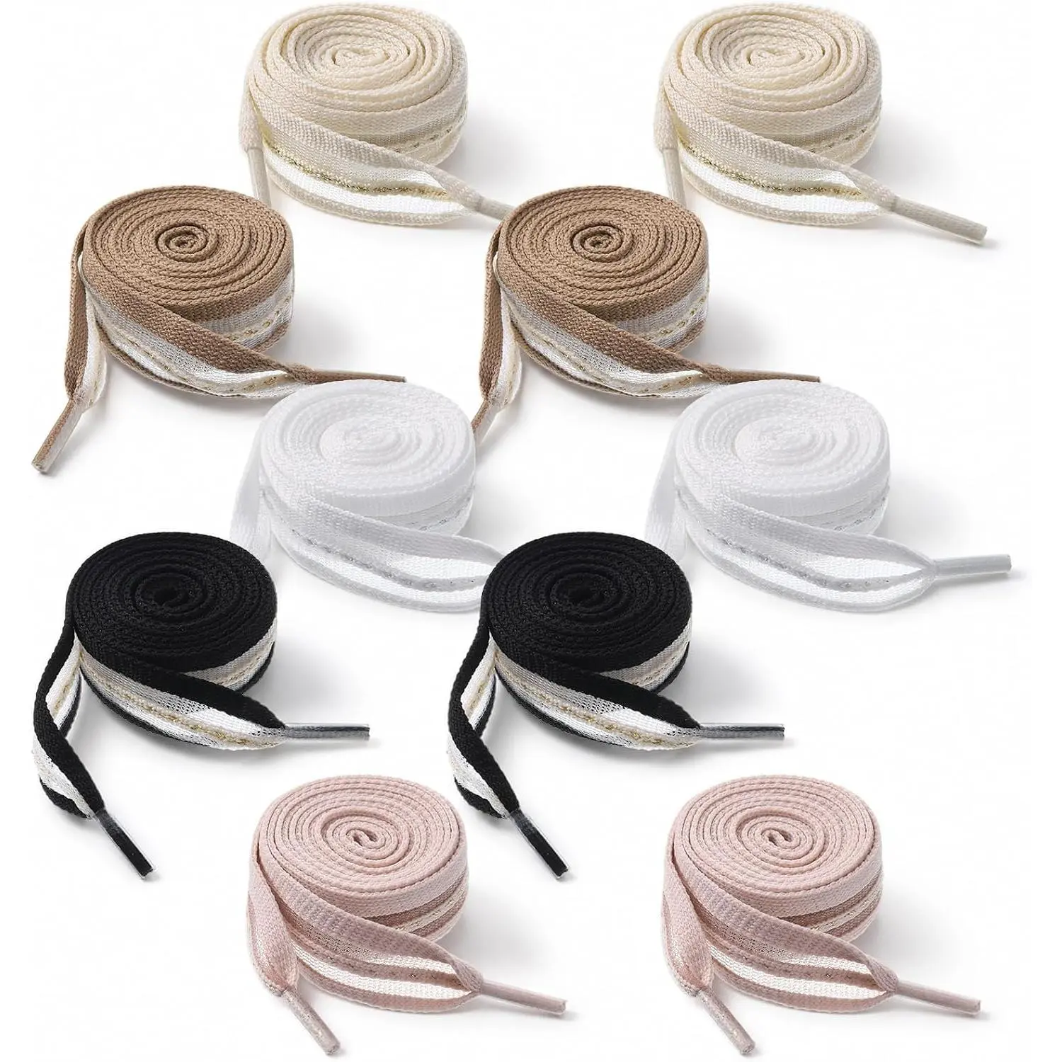New 5 Pair Cute Shoe Lace Ribbon Shoelaces for Women 0.8 Inch Wide Flat Shoe Laces for Sneakers Fancy Wide Sneaker Shoelaces Replacement Strings for Women Sneakers