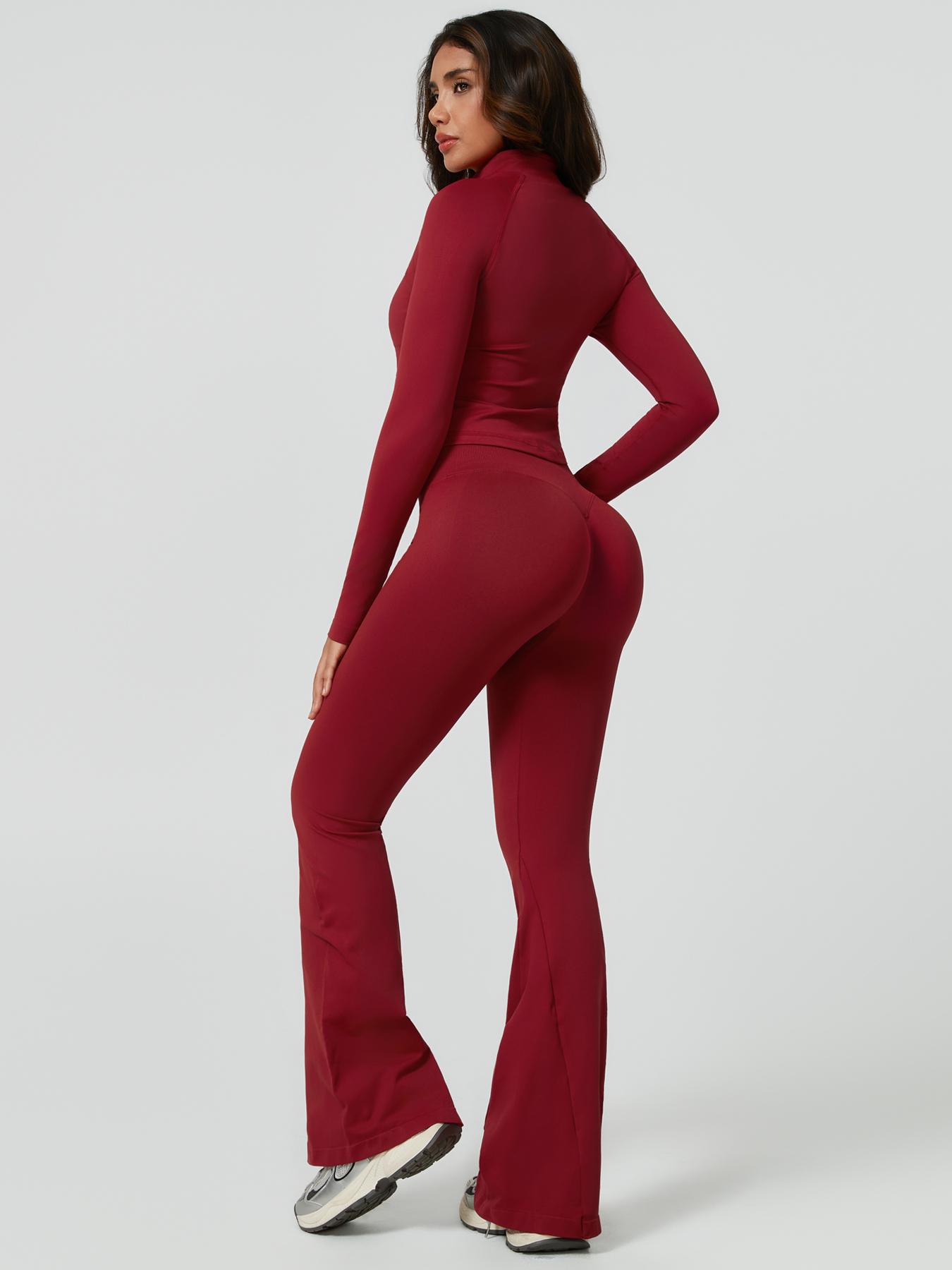 Women's 2-Piece Sportswear Set, Long Sleeve Slim Fit Top & High Waist Tight-Fitting Pants, Yoga Gym Running Comfortable Breathable, Sweatsuit Set, Athleisure Wear Set