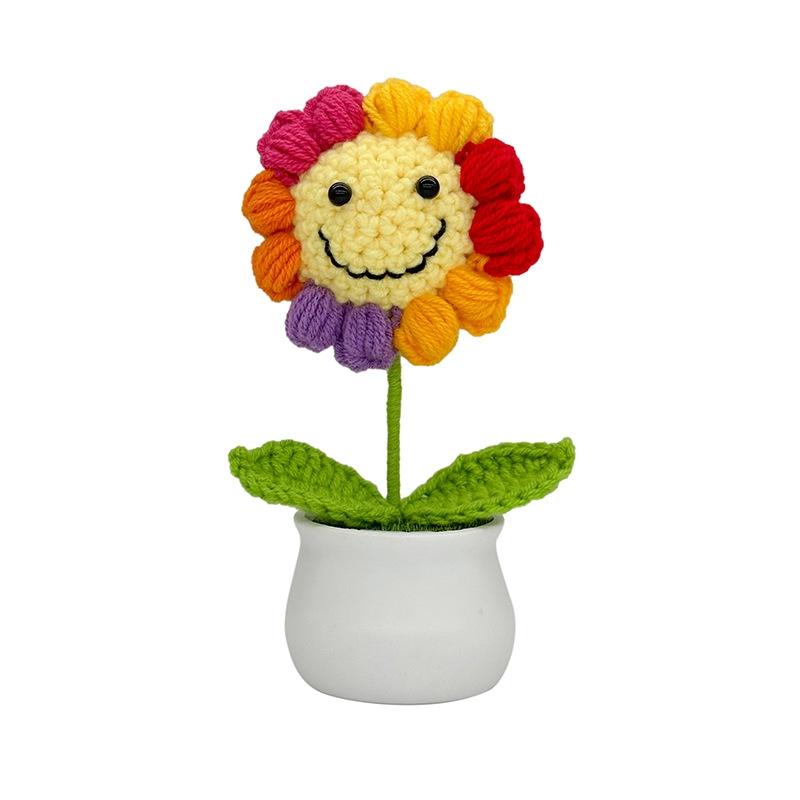 Handwoven sunflower head bouquet potted pen holder, simulated bouquet, preserved flower decoration