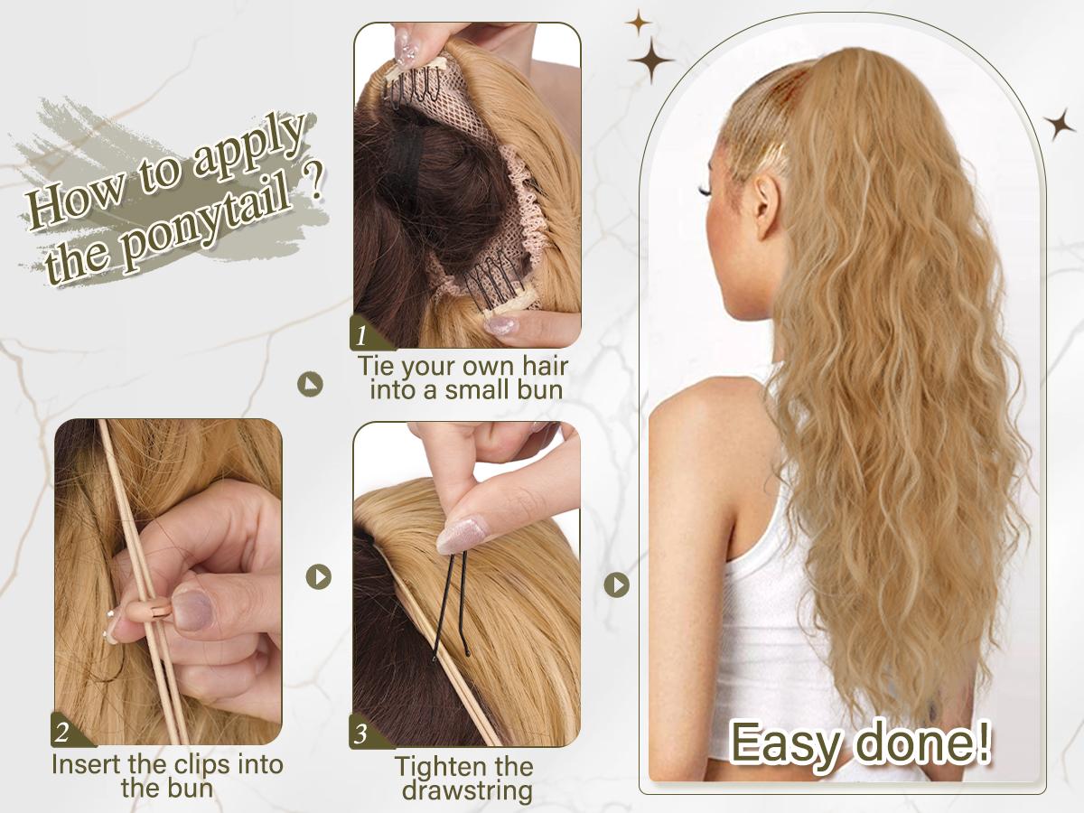 BARSDAR Ponytail Extensions - 26 Inch Drawstring Ponytail Hair Extensions for Women - Long Curly Wavy Synthetic Clip in Fake Pony Tails Hairpieces BARSDAR Ponytail Extensions - 26 Inch Drawstring Ponytail Hair Extensions for Women - Long Curly Wavy Synthetic Clip in Fake Pony Tails Hairpieces