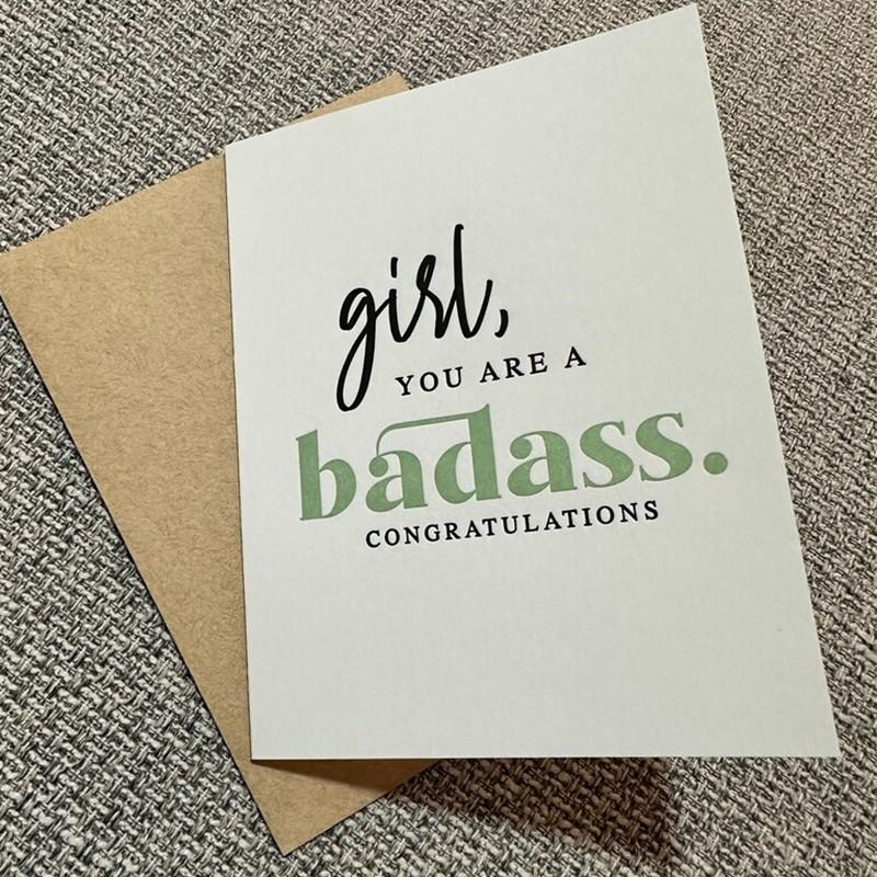 1pc  Badass Woman Card with Envelope. Congratulation New Job. Promotion Gift. Congratulation Graduation Card for Her. Funny Graduation Card. PhD Graduation.