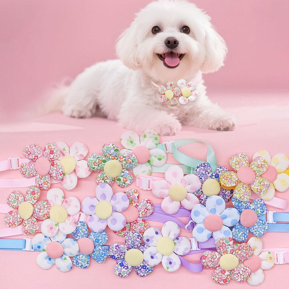 8pcs Dog Bowties Cute Flower For Pet Grooming Decoration Spring Summer Small Dog Cat Bow Tie Collar Adjustable Dogs Grooming