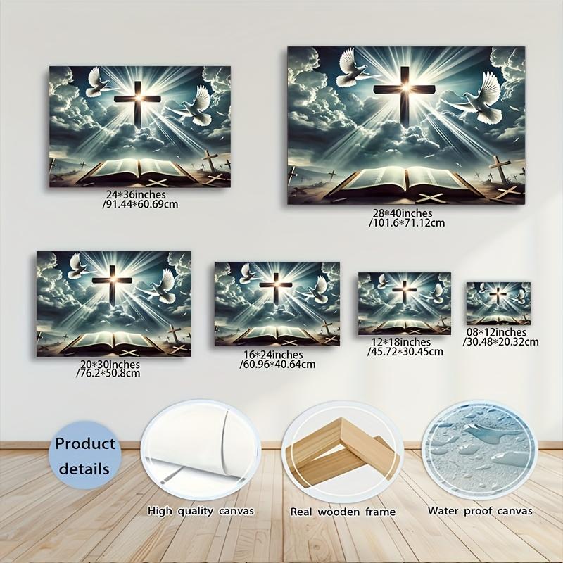 1 charming Easter poster, featuring a white dove flying amidst splendid clouds, symbolizing peace and holiness. Perfect for religious photography, church decoration, and design of spiritual themed scenes. A perfect Valentine's Day decoration for him and h