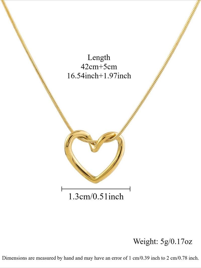 Women's Stainless Steel Heart Pendant Necklace, Love Heart Necklace, Simple Vintage Design, Fashionable Daily Wear Jewelry for Women