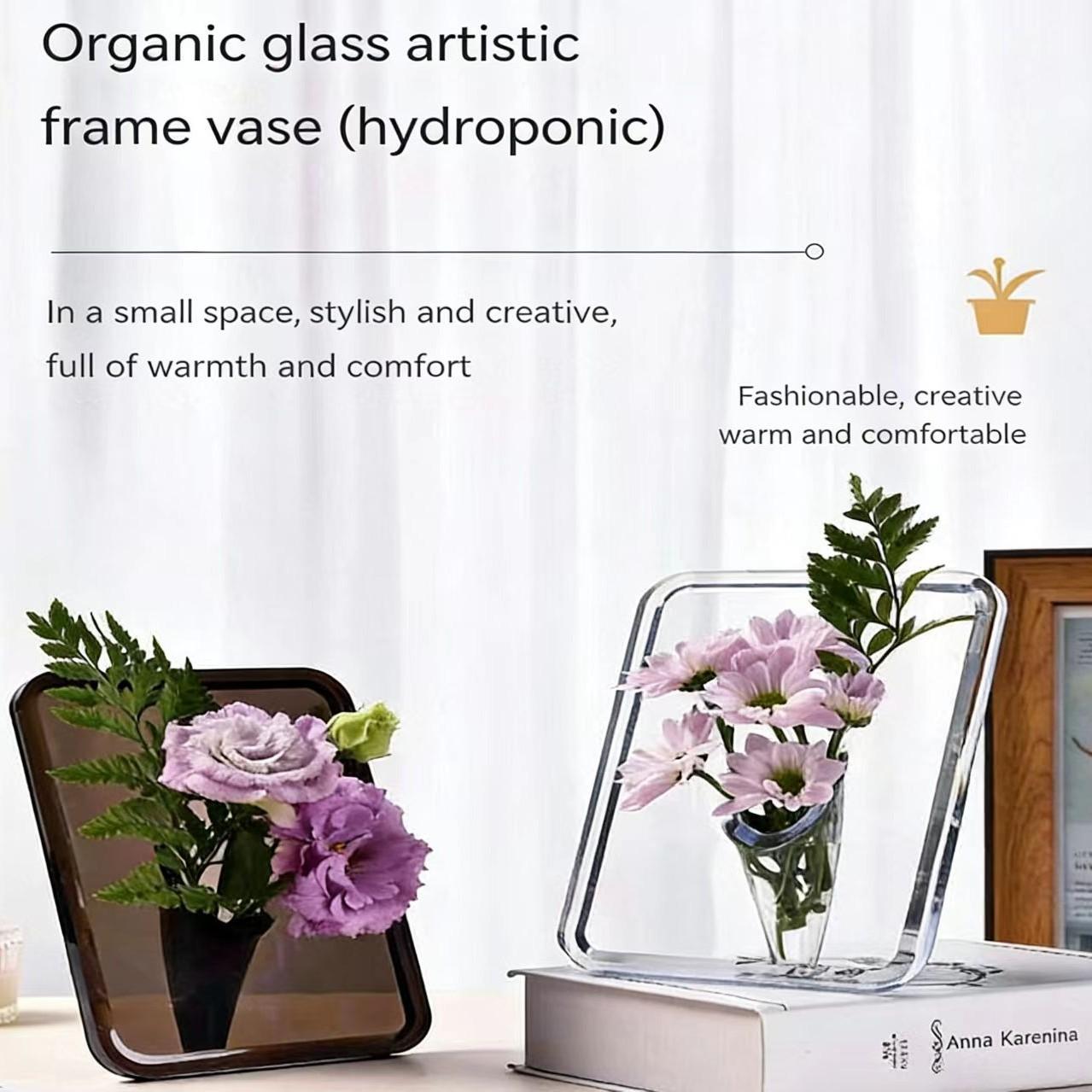 Acrylic Frame Vase Creative Floral Arrangement Art Decor, Fresh & Dried Flowers Container, Unique Home Decoration Piece