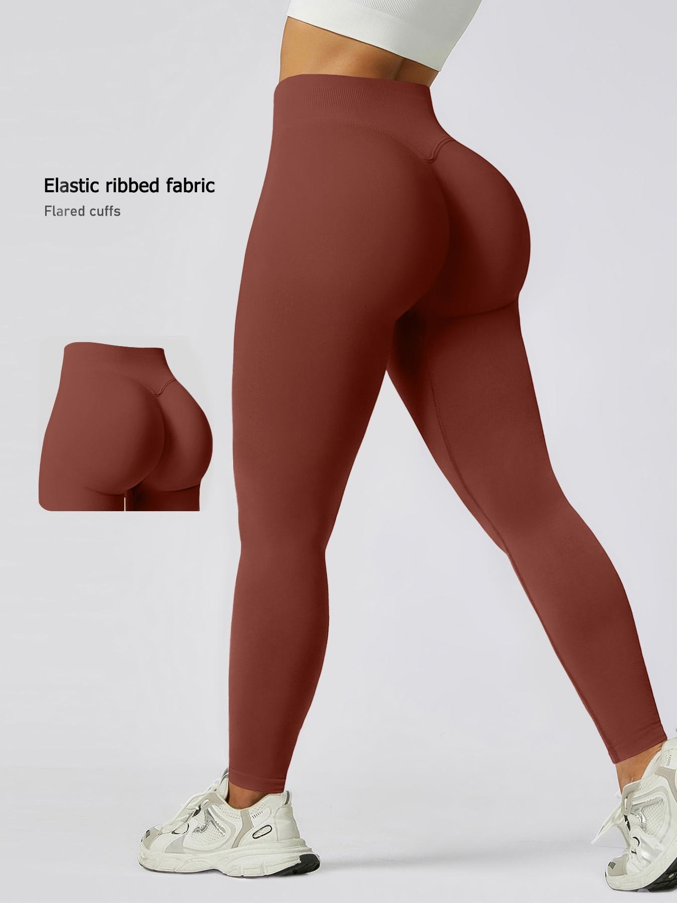 Women's Seamless High-Waisted Sporty Leggings, Tight-Fitting Knit Fabric, Butt-Lifting Yoga Pants for All Seasons