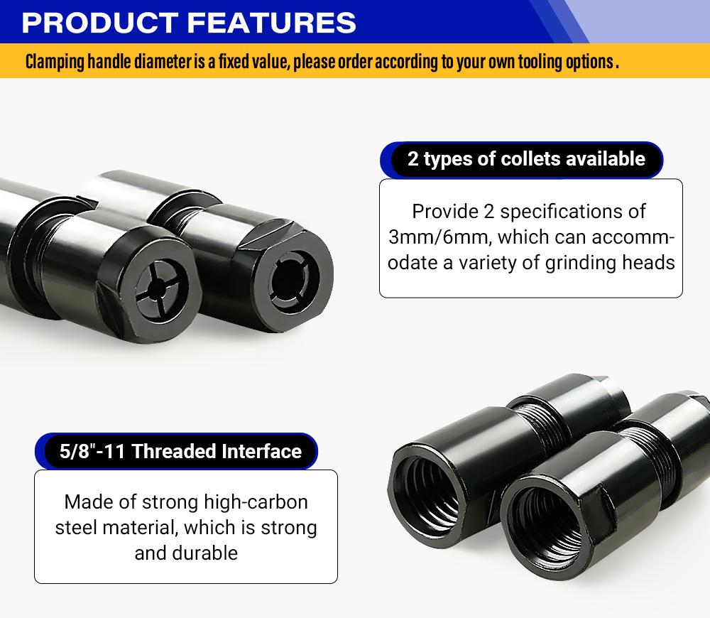 LOZLIN 3MM & 6MM (1/8" & 1/4") Angle Grinder to Straight Grinder Adapter - 5/8-11 Thread Converter for DeWalt/Makita - Accessories for Rotary Bits Power Tools Hardware
