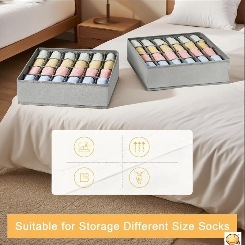 Foldable storage box - a vertically designed wardrobe storage box that saves space for storing underwear, socks, bras, and accessories - perfect for wardrobes, drawers, bathrooms, and offices - gray, clothes storage box, drawer storage box