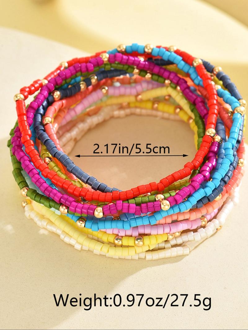 Boho Style Colorful Beaded Bracelet, Stackable Bracelets, Fashionable Jewelry for Women & Girls, Pride 2025, LGBTQ, Trendy All-match & Exquisite Jewelry for Birthday Gift