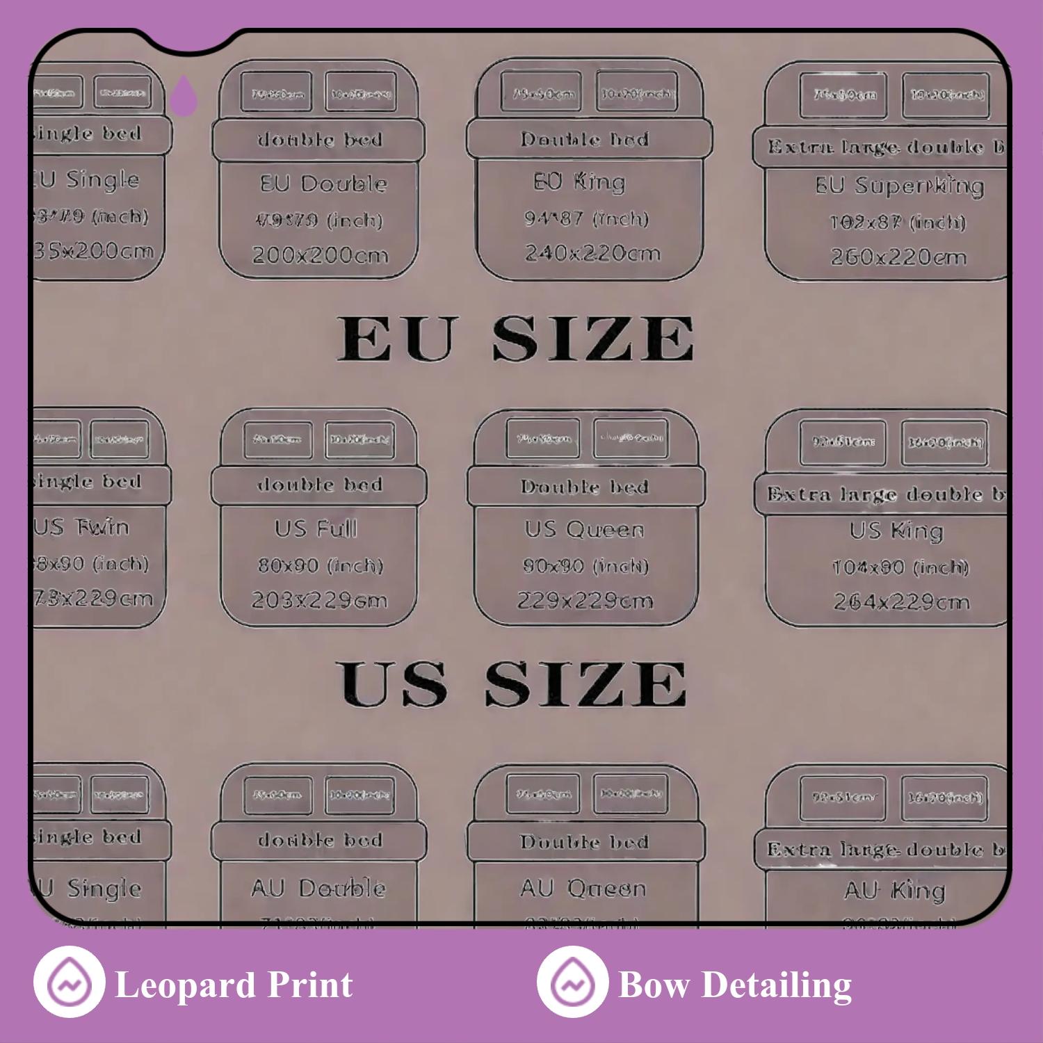 3pc Leopard Print Bedding Set, Soft Bedding Sets, leopard print and bow duvet cover Set, including 1 duvet cover and 2 pillowcases, a gift for friends, suitable for single beds and double beds, multiple sizes available, perfect for bedrooms, dormitories