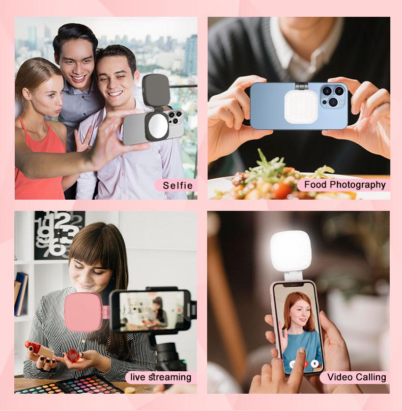 3 in 1 Magnetic Selfie Light for iPhone,Selfie Light with Mirror 360° LED Ring Light with Instant Attachment for MagSafe,Mirror and Phone Stand – Portable Rechargeable Fill Phone Light for Makeup, Live streaming fill light, Video Calls Conference