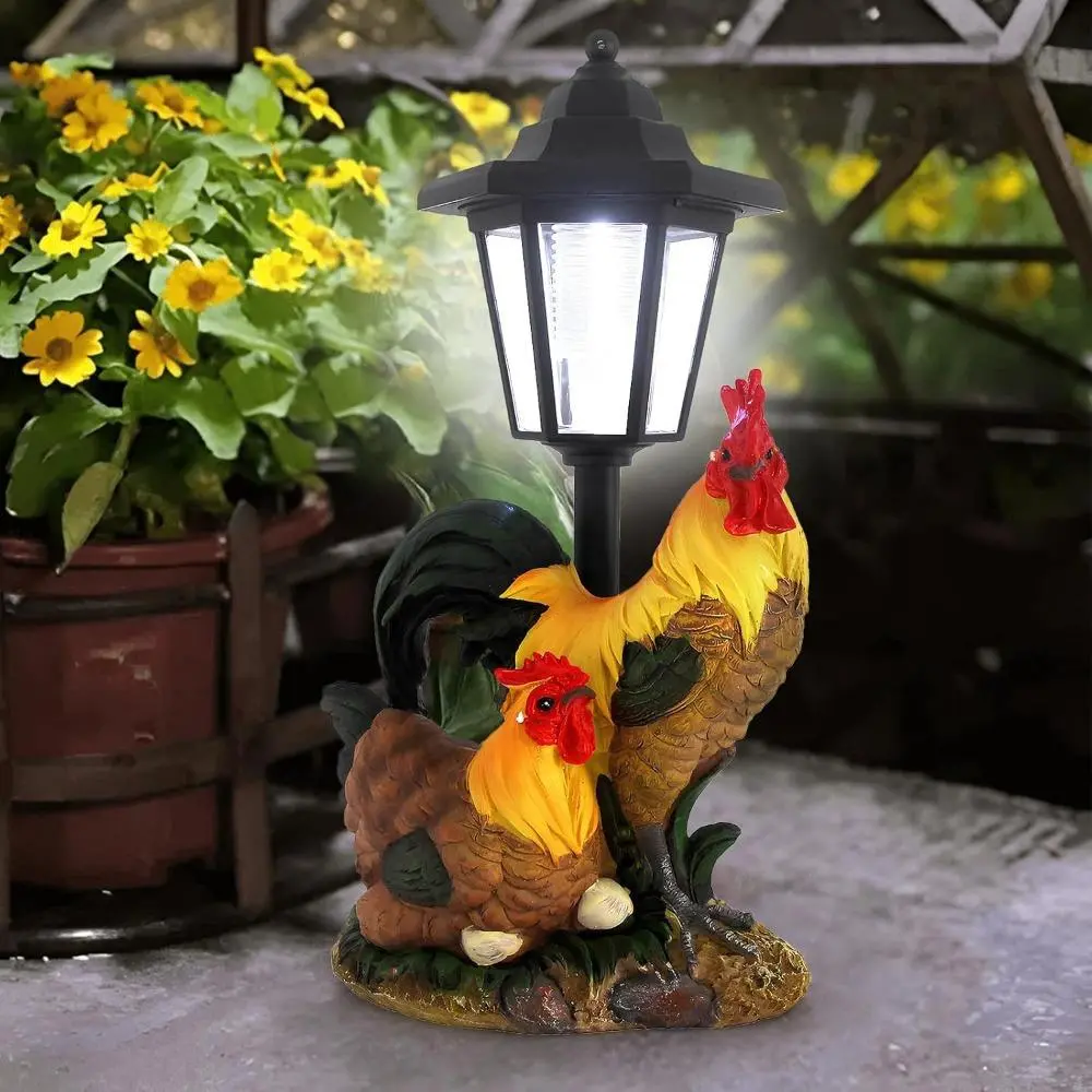 Whimsical Solar-Powered Rooster Garden Statue - Outdoor Decor Lawn Ornament for Outside Patio, Unique Decorative Lights Farmhouse Housewarming Gift, Unique Housewarming Gift