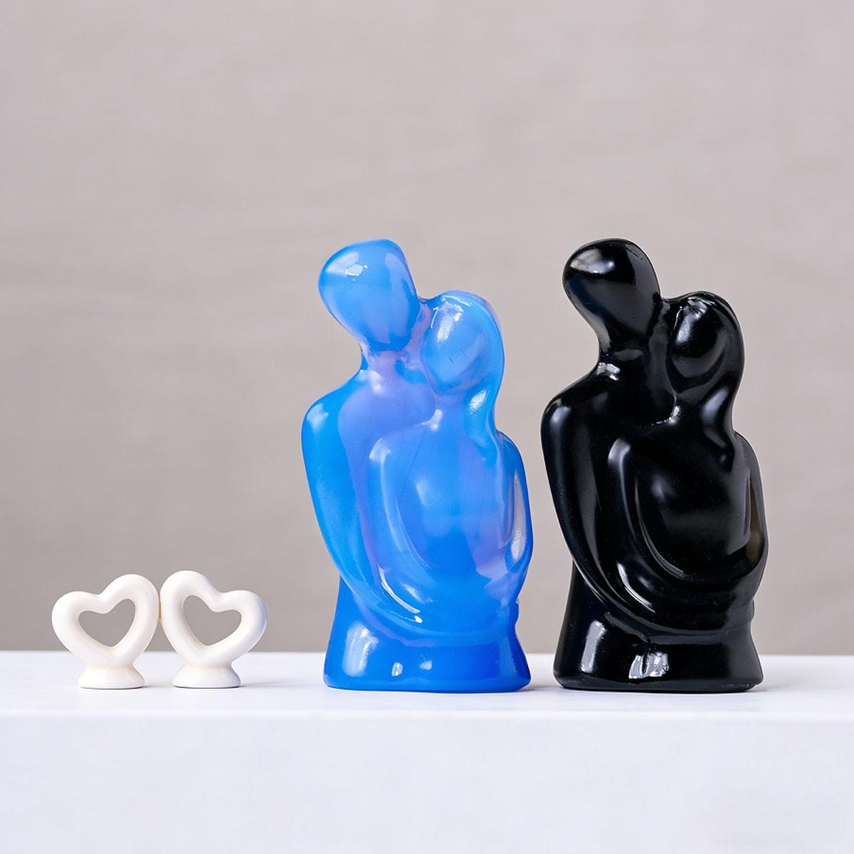 Natural Obsidian Carved Healing Crystal Stone, Valentine's Day Gift, Powerful Energy Couple Ornament, Enhances Emotional Connection