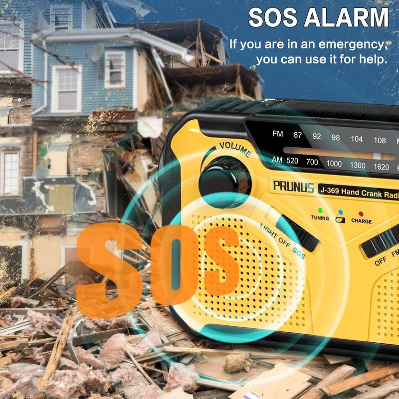 Solar AM/FM Portable Multifunctional Radio with Flashlight, Reading Lamp, SOS Alarm – 2500mAh Power Bank, Crank & Battery Powered for Camping, Hiking & Emergency Survival Gear