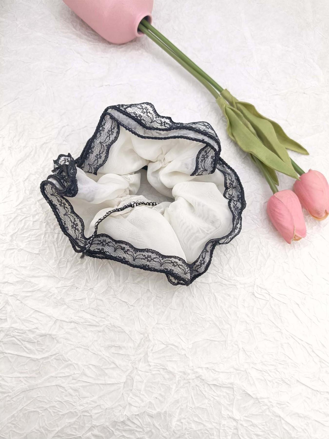 1PC Elegant Lace Edged Mesh Hair Tie, Double Layered Design, Perfect for Dates, Parties, and Events, Sexy and Chic Accessory