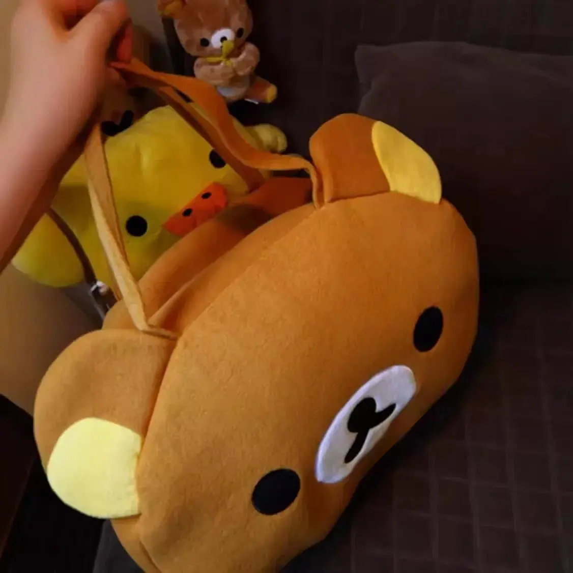 Rilakkuma Plush Cartoon Shoulder Bag Cartoon Anime Casual Tote Bag Bear Handbag Soft Large Capacity Luggage Bag Gifts Girl