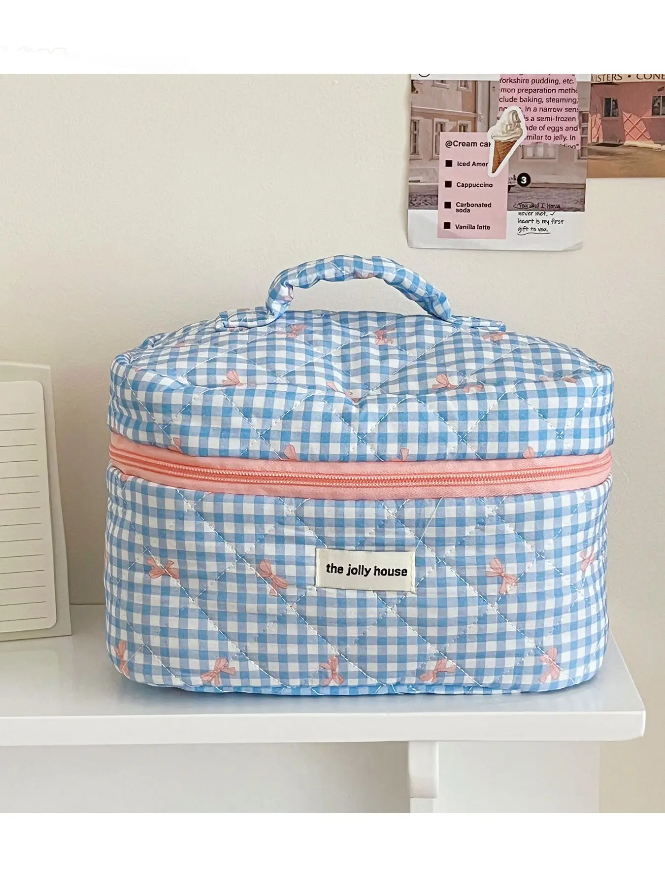 Striped Plaid Quilted Makeup Bag, Cosmetic Bags, Women's Daily Use, Toiletries Organizer, Portable Travel Essentials, All-Seasons Style