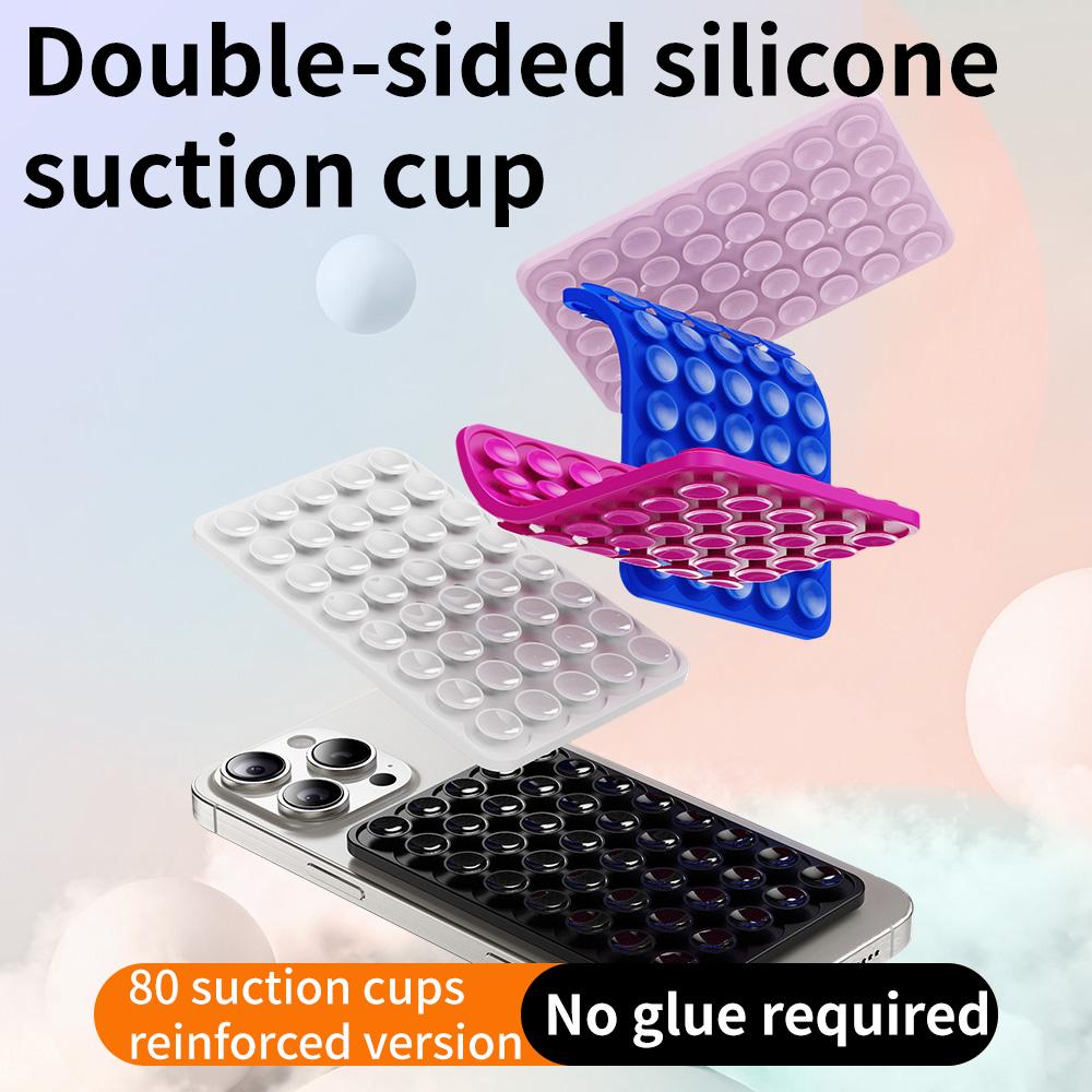 HISTORYOO Silicone Suction Cup Phone Case Mount Sticky Double Sided Phone Grip on Glass Metal Plastic For Phone, For Case, Hands-Free Vacuum Grip Holder for iPhone & Android, Phone Accessory for Selfies and Videos, Removable