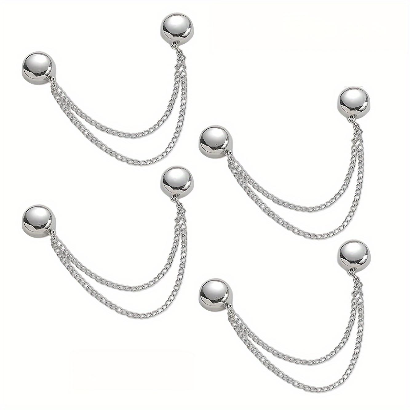 4-Pack Magnetic Clothing Clips, Multi-Function Metal Button Clips for Cuffs, Hem, and Headscarf Decoration, Assorted Colors