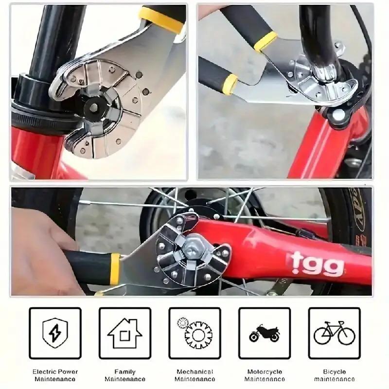 14-in-1 multifunctional wrench set, high-carbon steel adjustable open-end wrench, with serrated design, strong grip, mechanical operation, no assembly required, suitable for DIY, electrical repairs, motorcycle and bicycle maintenance tools