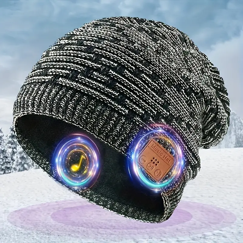RODEWILL Winter Ski Wireless Music Headphones & Beanie Hat - Lightweight Warm Knit Headphone Hat with Hands-Free Calling/Speaker, Smartphone/Tablet Compatible for Men & Women, Ideal for Snow Sports () - Christmas Gift for Smartphones/Tablets