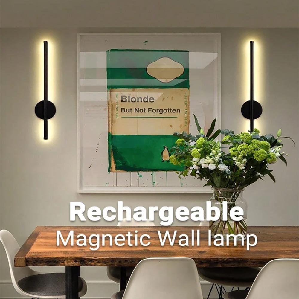 2-Pack Rechargeable Modern LED Wall Lights | Wireless | Black/Gold | 50CM | 4400mAh Battery | Touch + Remote Control | 3 Color Temperatures | Ideal For Living Room/Bedroom/Study | Interior LED Lights