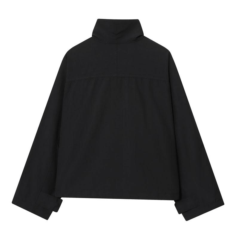 Ladies Winter Coats And Jackets Black Stand Collar Jacket Oversized Windbreaker Hidden Placket Streetwear Women's Casual Outerwear Casual Fitted Jacket