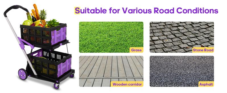 Foldable Utility Cart with Wheels,2 Layers Multifunctional Folding Cart for Cosmetic Organizer,Grocery,Office,Warehouse,Garden, Double Layers Foldable Shopping Cart,Folding Trolley for Luggage Heavy Duty(Blue/RED/PINK/Purple) Foldable Utility Cart with Wheels,2 Layers Multifunctional Folding Cart for Cosmetic Organizer,Grocery,Office,Warehouse,Garden, Double Layers Foldable Shopping Cart,Folding Trolley for Luggage Heavy Duty(Blue/RED/PINK/Purple)