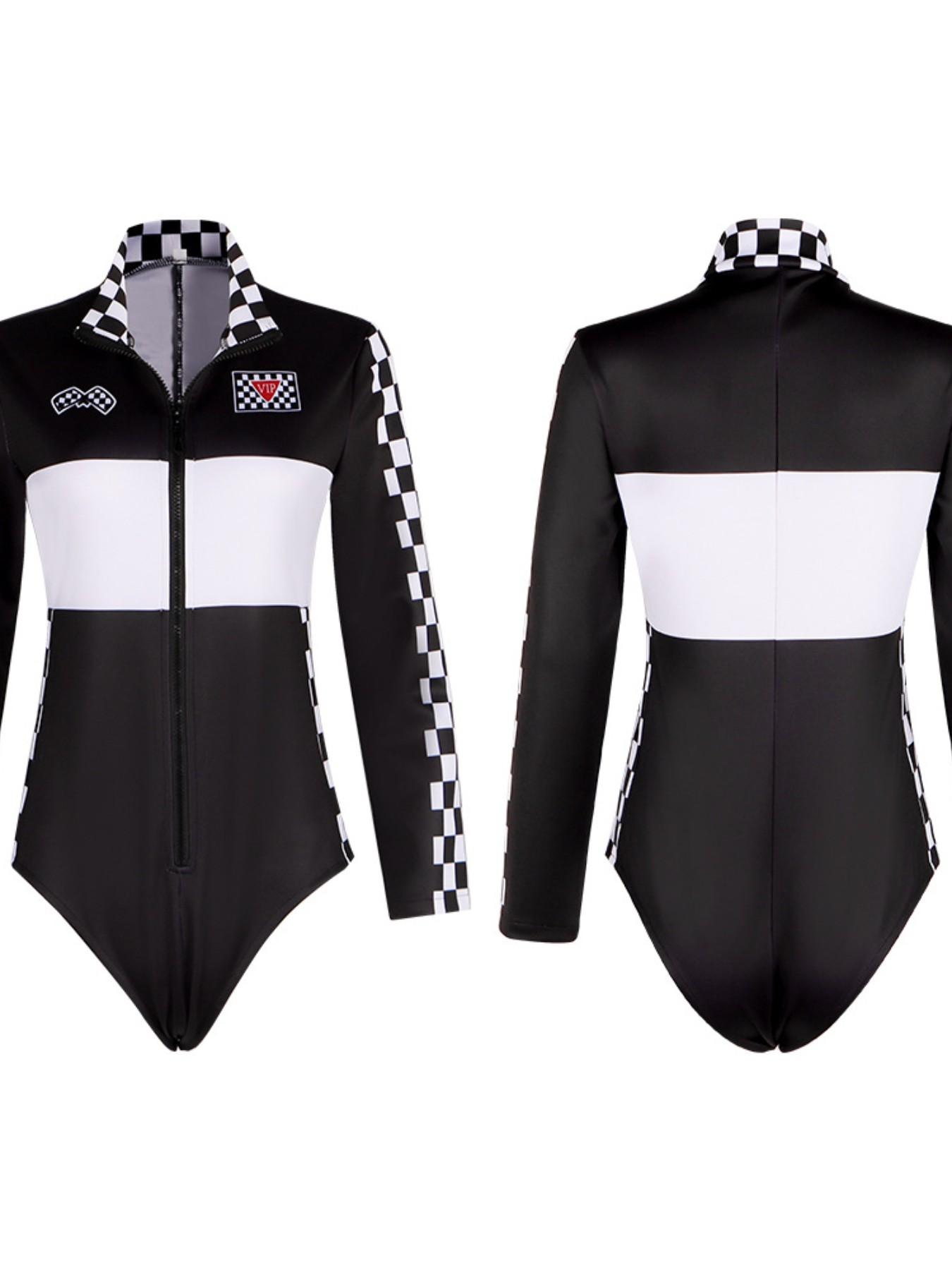 Halloween Party Cosplay Speedcar Costume, Nightclub Lead Dancer Motorcycle Girl, Racing Suit, Role Play Clothing