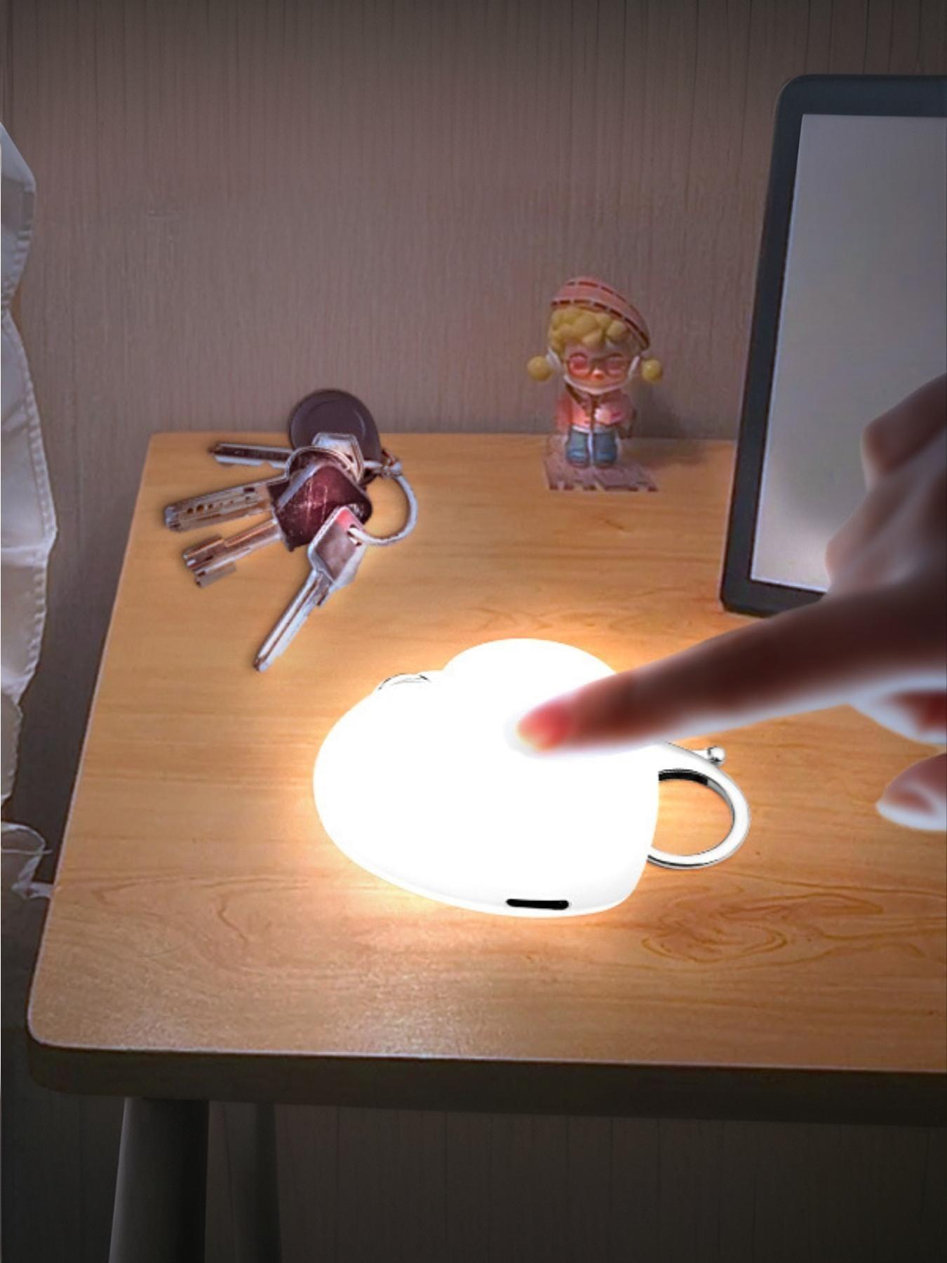 Backpack Keychain Lighting Heart Touch Lamp Rechargeable Type-C Backpack Flashing Light Car Key Pendant