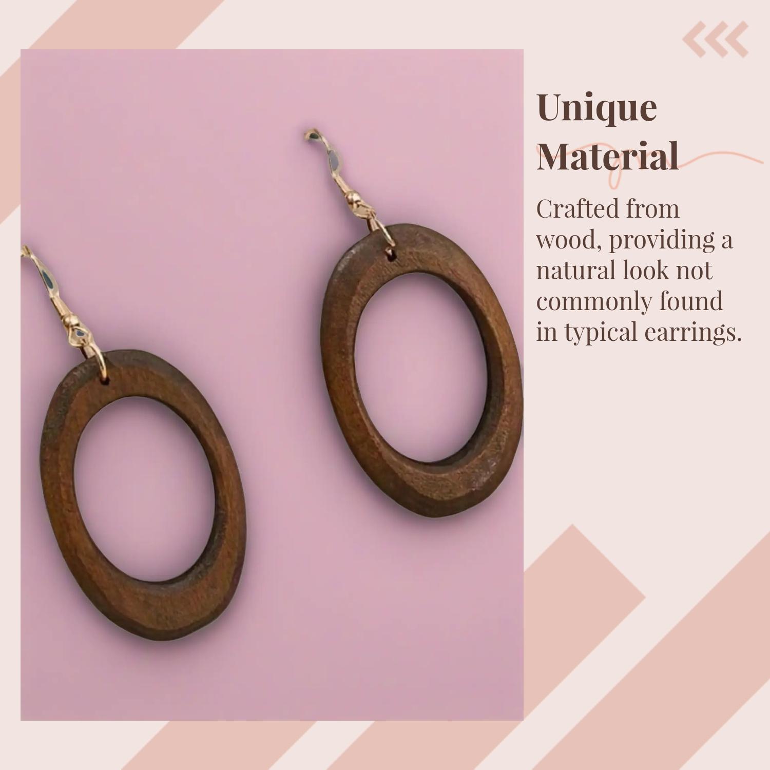 Wooden Dangle Earrings, Crafted From Wood Boho Style Hollow Out Geometric Design Earrings, Fashion Jewelry Accessories for Women & Girls, Unique Design Earrings
