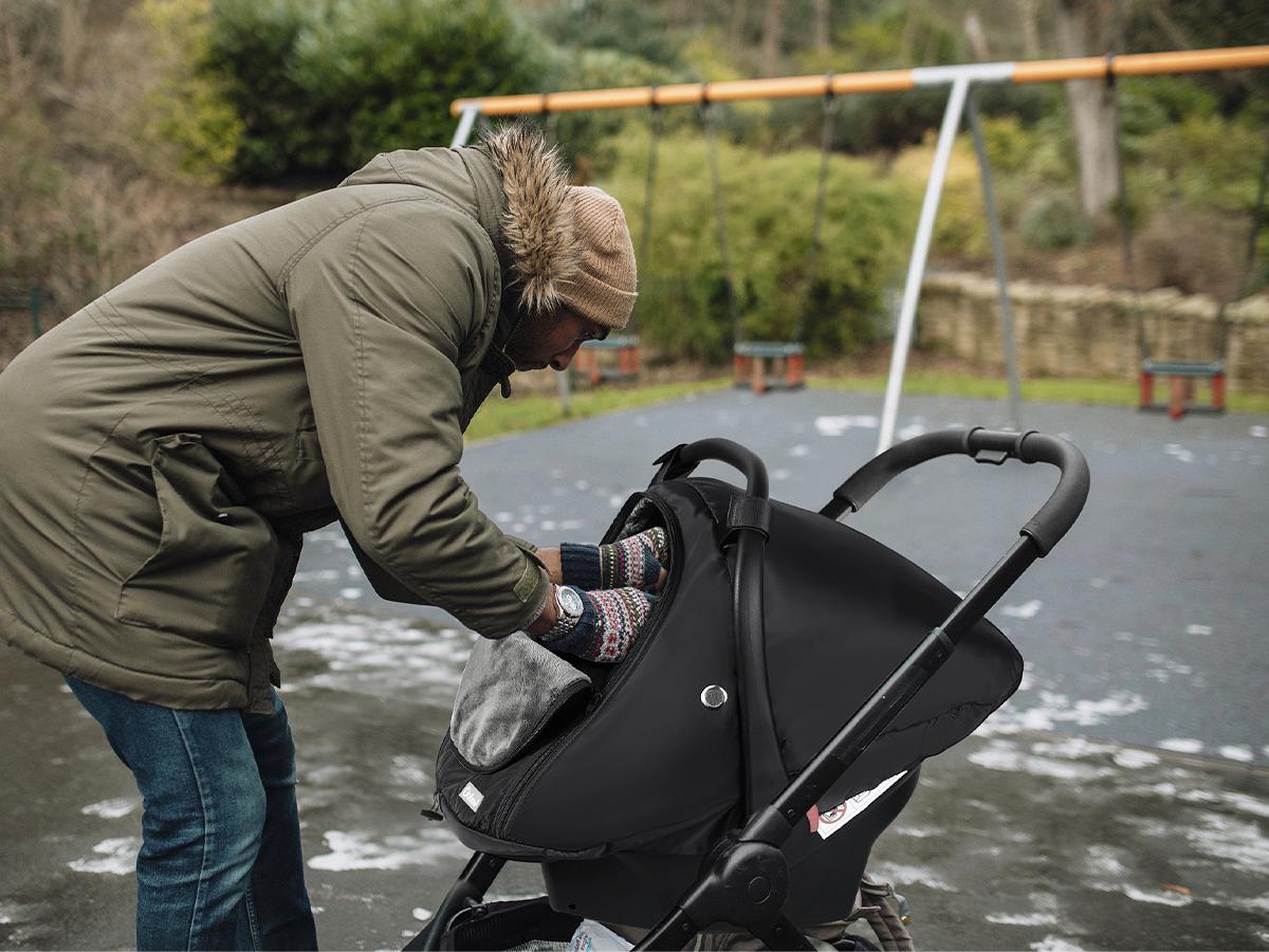 Orzbow Winter Baby Car Seat Cover with Front Zipper Door, Cold Weather Carseat Cover Canopy, Side Breathable, Rain, Snow, and Wind Proof