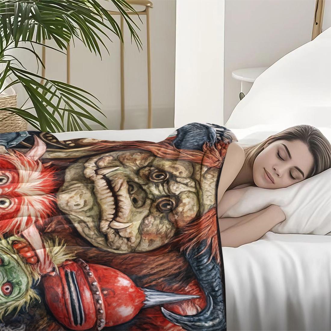 Labyrinth Movie Pattern Blanket, Soft Knitted Fabric Multi-Size Warm Blanket, Home Decor, Comfortable Fashion Design, All Seasons Use, Cozy Throw Blanket