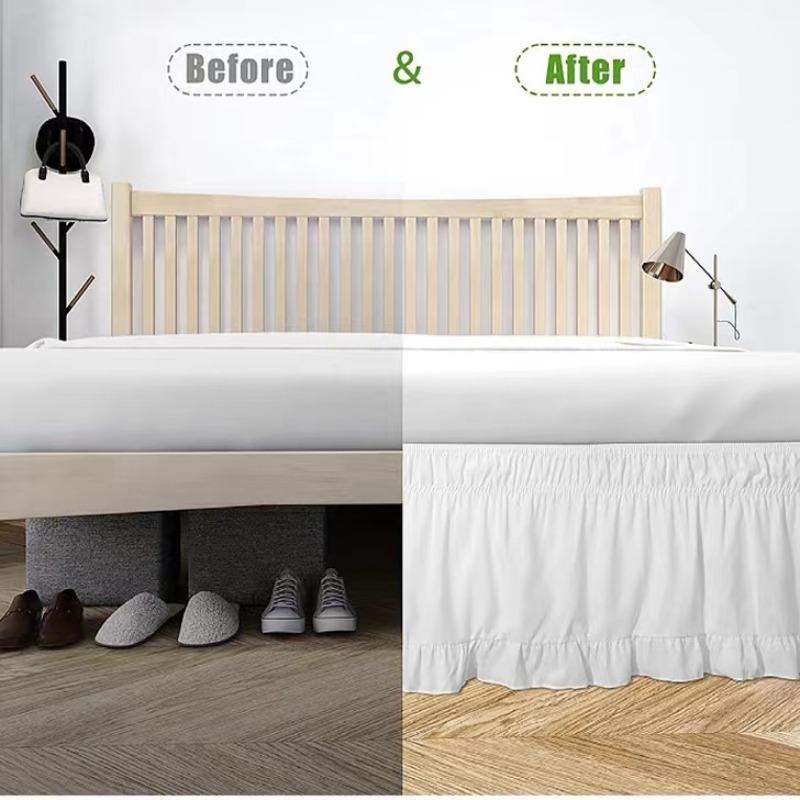 Solid Color Bed Skirt, 1 Count Modern Simple Bed Skirt, Christmas Decor Dustproof Bedding for Home Bedroom Hotel Dormitory, Bedroom Accessories, Christmas Gifts, Christmas Decorations