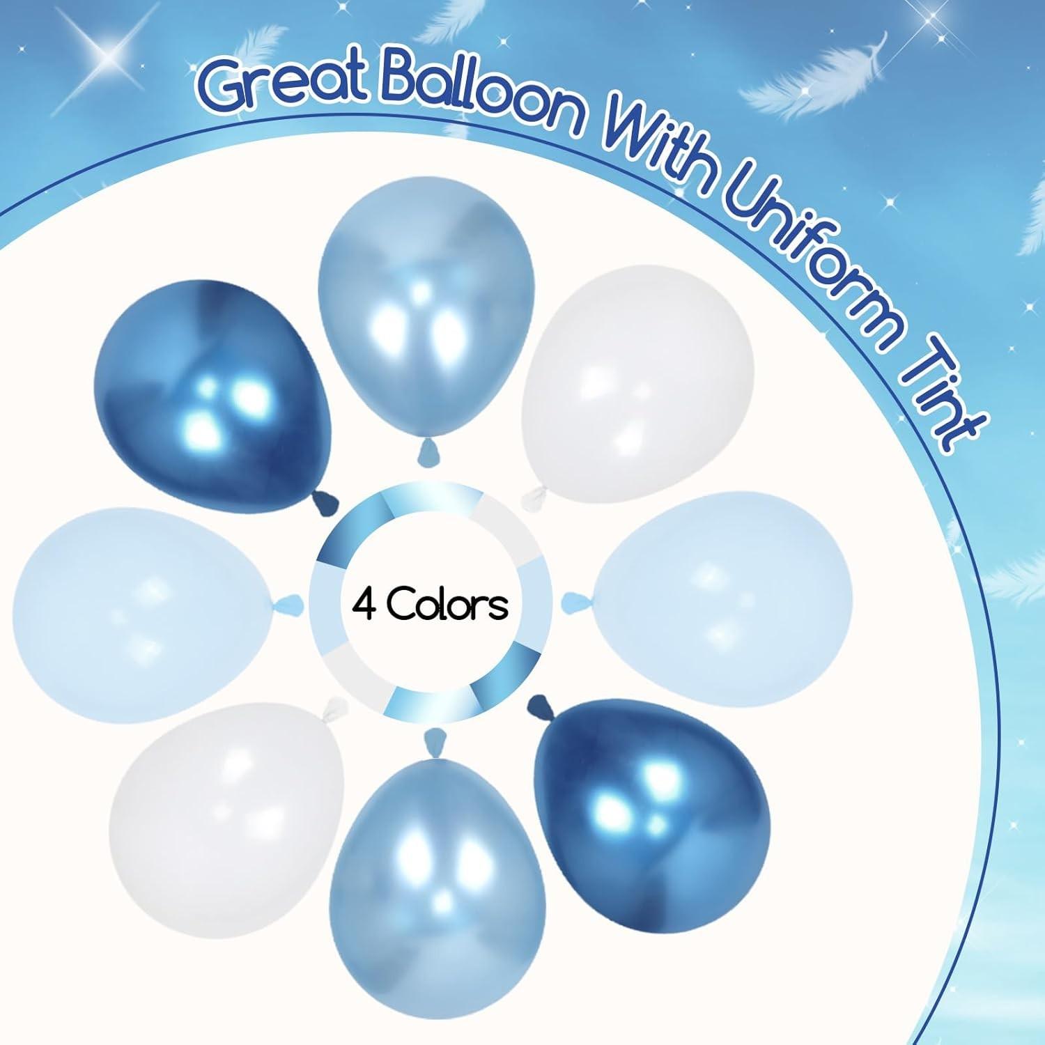 50 blue and white balloons 10/12 inches, including blue sequins and white balloons, suitable for bridal showers, weddings, birthdays, and party decorations