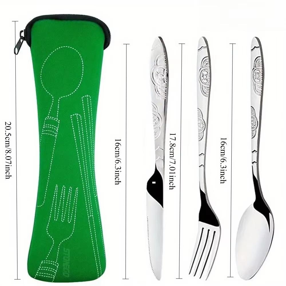 Camping Cutlery Set, Stainless Steel Travel Utensils with Spoon, Fork & Knife, Portable Set for Picnic, Hiking & Office Lunch