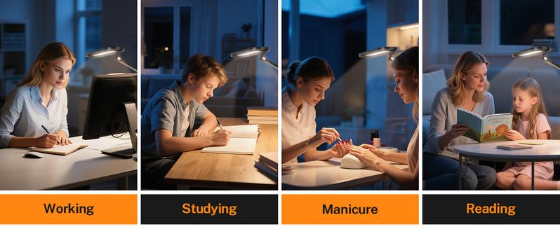 LED Desk Lamp With Adjustable Arm,Touch Control Dimming,10 Brightness Levels,Suitable For Home Office,Nail Lighting,Bedroomreading,Study And Work(black) Modern Design,Multifunctional Rgb Multicolored Light,15W